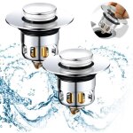 Bonde de lavabo - aimoonsa - pop - up universel - inox - 34 - 40 mm - pack de 2