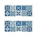 2 pcs carrelage mural autocollant 15�15cm - adh�sif etanche style porcelaine bleu blanc pour cuisine ...