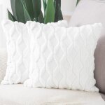2 pcs doux peluche laine courte velours d�coratif housses de coussin luxe style pour canap� chambre blanc ...