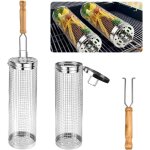 2 pcs panier � griller roulant paniers � griller cylindriques paniers de grillage enroulable panier de ...
