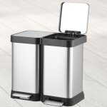 2 pcs poubelles  tri slectif - affi - couvercle silencieux - double bac amovible - utilisation  pdale ...
