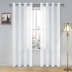 Rideau voilage blanc - 2 pi�ces - 134x210 cm - effet lin - semi - transparent - d�coration dint�rieur ...