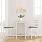 2 pcs tabourets de bar - rglable en hauteur 62 cm - coussins - fafm - blanc bois massif dhva * aspect ...
