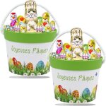 2 petits seaux garnis de 20 chocolats de p�ques: kinder schokobons moulages et ?ufs parfait pour offrir ...