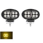 2 phares de travail auxiliare led 12v 24v 24w 4000lm projecteur longue port�e feu spot + feu de position ...