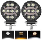 2 phares de travail rond led 12v 24v 17w 1500lm 4 projecteur longue porte feu spot + feu de position ...