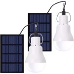 2 pi�ces ampoule solaire portable ampoule led 15w 130lm lumi�re de panneau solaire pour tente de plein ...
