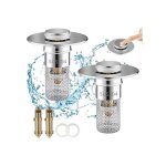 2 pices bonde de lavabo bouchon de lavabo de salle de bain universel pop up bonde de lavabo avec crpine ...