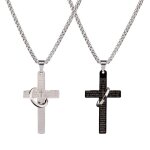 2 pi�ces collier pendentif croix hommes en acier inoxydable simple �l�gant �l�gant pour f�te de rencontre ...