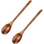2 pices cuillres en bois  long manche pour manger des ustensiles de cuisine en remuant cuillre cuillre ...