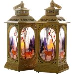 2 pices lanterne led nol sans flamme bougie dcorative renne suspendue intrieur extrieur label photophore ...