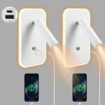 2 pi�ces liseuse applique murale led avec port usb et type c liseuse de chevet dimmable en continu 3w ...