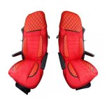 2 pièce de luxe rouge eco cuir + daim housses siège pour renault t 2014 + camion 2 pièce de luxe rouge eco cuir + daim housses siège pour renault t 2014 + camion