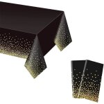 Nappe de table - rnemitery - 2 pi�ces - imperm�able - noir avec dor�s � pois - 137x274 cm