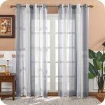 2 pièces de rideaux voilage blanc et gris 140x225 cm fils teints rayé à oeillets rideau tamisant grande ... 2 pièces de rideaux voilage blanc et gris 140x225 cm fils teints rayé à oeillets rideau tamisant grande ...