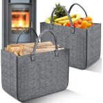 2 pi�ces sac � b�ches en feutregrand capacit� pliable panier en feutre avec poign�e de transport pour ...