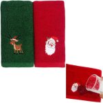2 pices - serviettes de nol - essuie - mains de nol - cadeaux de nol - douces et absorbantes - rouge ...