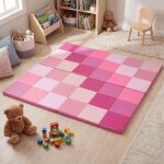 2 pi�ces tapis de jeu pour b�b� enfant pliable 144 x 144 x 35 cm costway - cuir imperm�ablemousse douce ...