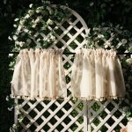 2 rideau voilage brise - bise court textur lin avec frangebeige sabletaille 100x40cm polyester lavable ...