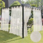 2 rideau voilage extrieur beige 132x244cm impermable lavable - sparation espace avec ?illets mtal ...