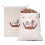 2 sacs pain lin 40�30 cm cordon serrage r�utilisables pour baguettes / pains maison label