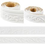 2 styles bordure de papier peint autocollante - moulure de couronne 3d blanche garniture de plinthe flexible ...