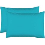 2 taies doreiller 50 x 70 cm - bleu turquoise - 100% coton 57 fils