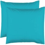2 taies doreiller 63 x 63 cm - bleu turquoise - 100% coton 57 fils