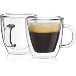 2 tasses caf double paroi verre isol poigne 150ml boissons chaudes / froides label