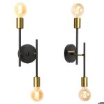 2 t�tes applique murale industrielle 2pcs - vintage lampe murale interieur en m�tal r�tro noir plafonnier ...