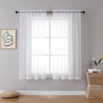 2 voilages blancs l�gers et doux - 100 x 130 cm - �l�gants rideaux unis pour la cuisine - conviennent ...