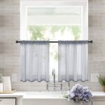 2 voilage court petit gris 76x92cmwaffle weave rideau transparent avec passe tringle lavable machine ...