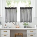 2 voilage court petit noir 76x60cm tulle l�gervoil� poche � tringle 3?? polyester r�sistantpour cuisine ...
