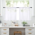 2 voilage court petit rideau voil� blanc 76x60cm - rideau semi transparent passe tringle pour cuisine ...