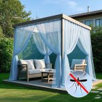 2 voilage ext�rieurs imperm�ables bleu ciel 160x213 cm ? mustiquaire pergola respirant pour cabanon / ...