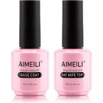 2 x 15ml no wipe top et base coat lot vernis de base et finition brillant vernis  ongles gel semi permanent ...