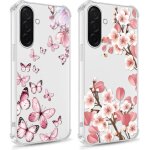 2 x coque pour samsung galaxy a26 5g 664 transparente tui avec aesthetic motif fleur papillon mince ...