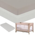 2 x drap housse bambou pour lit bb - lionelo - lit parapluie - 120 x 60 cm - universelle - beige / ...