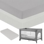 2 x drap housse bambou pour lit b�b� - lionelo - lit parapluie - 120 x 60 cm - universelle - gris / blanc ...