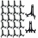 20 chevalets plastique transparent & noir ? support assiette d�co table