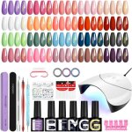 20 couleurs kit vernis semi permanent avec lampe uv base et top coat kit ongle gel uv complet vert rose ...