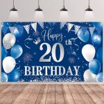 20 décorations fête en bleu argentdeco anniversaire 20 ans bannières de joyeux anniversaire fête porche ... 20 décorations fête en bleu argentdeco anniversaire 20 ans bannières de joyeux anniversaire fête porche ...