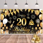 20 dcorations fte en noir ordeco anniversaire 20 ans bannires de joyeux anniversaire fte porche signe ...
