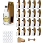 20 mini bouteilles en verre 40ml avec bouchon noir bote sceau tiquette kraft fil idal pour cadeaux ...