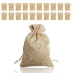 20 pcs pochettes sachets en lin sac cadeau rutilisable sac toile de jute pochette tissu cordon pochettes?12x9 ...