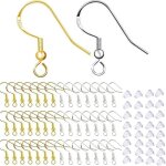 200 pices crochets de boucle doreille or agrent terne en acier inoxydable fil doreille crochets avec ...