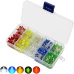 200 pi�ces diodes led 5mm & 3mm - lot multicolores (vert / rouge / bleu / jaune / blanc) basse tension ...
