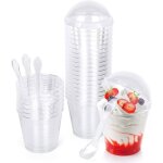 200ml verrines plastiques rondes 30 pices tasses  dessert avec couvercles cuillres gobelets  dessert ...