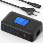 200w chargeur usb c multiple 8 ports usb c chargeur rapide pd 65w station de charge usb avec �cran lcd ...