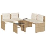 2025 remiseset canap�s de jardin salon bas de jardin avec coussins 4 pcs beige r�sine tress�e - 1parcel ...